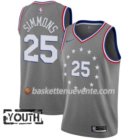 Maillot Basket Philadelphia 76ers Ben Simmons 25 2018-19 Nike City Edition Gris Swingman - Enfant